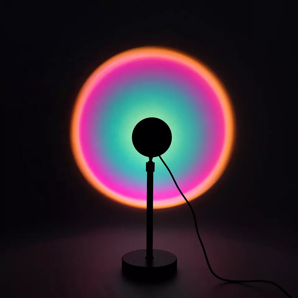 HHX03 Mini Projector Sunrise Sunset Rainbow LED Table Lamp  Ambient Light Remote Control Selfie Romantic Light Decoration Floor Lamps