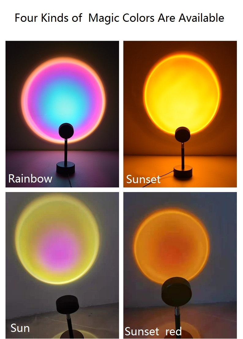 HHX03 Mini Projector Sunrise Sunset Rainbow LED Table Lamp  Ambient Light Remote Control Selfie Romantic Light Decoration Floor Lamps