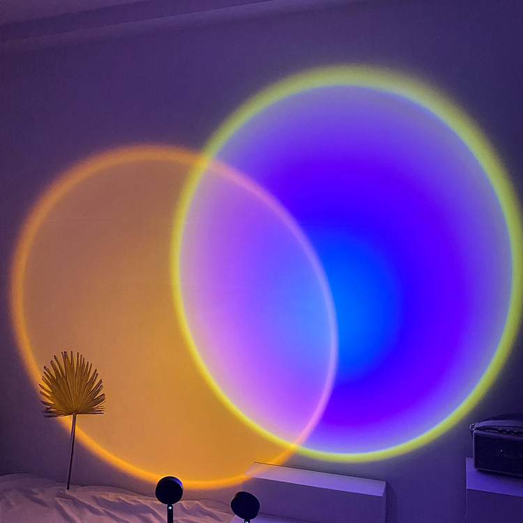 HHX03 Mini Projector Sunrise Sunset Rainbow LED Table Lamp  Ambient Light Remote Control Selfie Romantic Light Decoration Floor Lamps