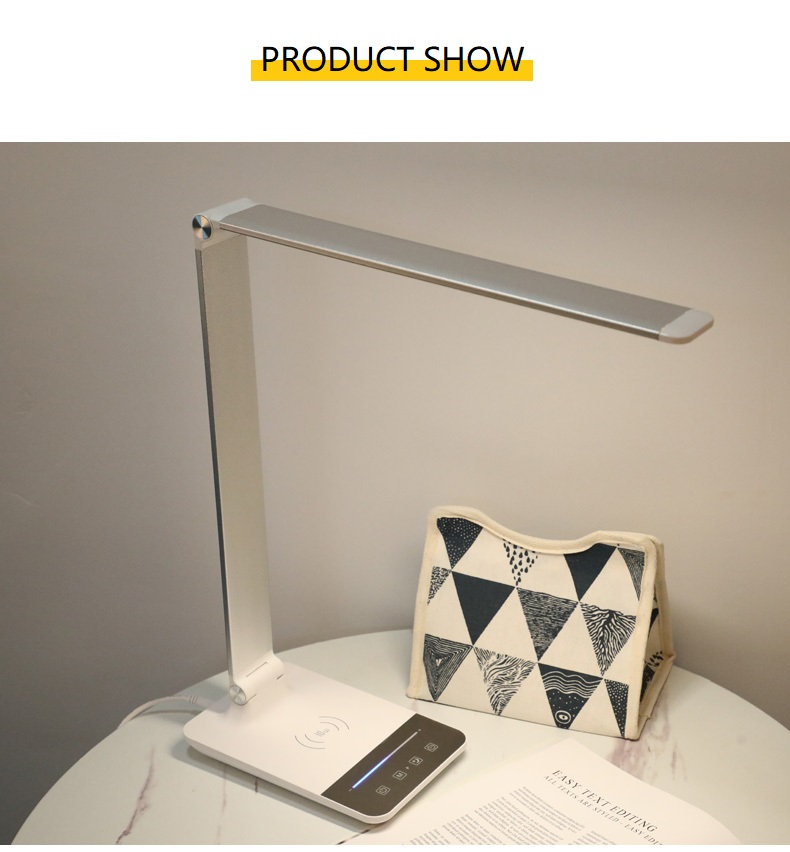 HHTX170 Charger Wireless Led Table Desk Lamp  Modern Decorations For Home Stepless Dimming Bedside Table Lamps For Reading