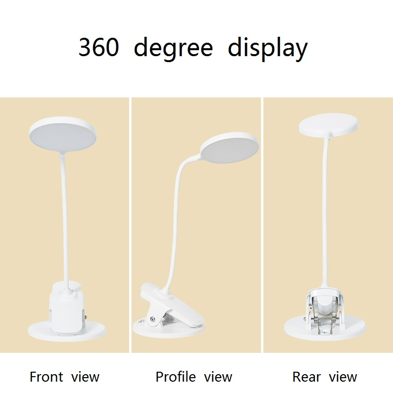 HH003D New Portable LED Clip Light Study Light Table Lamp 360 Dormitory Adjustable Light Children Bedroom Creative LED Bedside Lamp