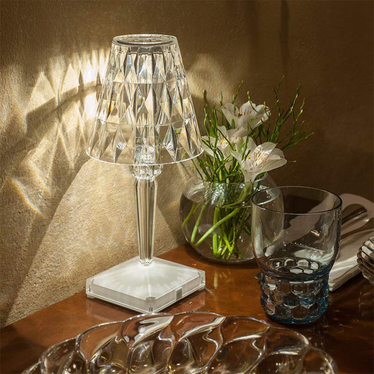 HHS001 New Modern Luxury Acrylic Transparent Crystal Table Lamp Touch Control Table Lamp Table Light Lamp Rechargeable For Restaurant