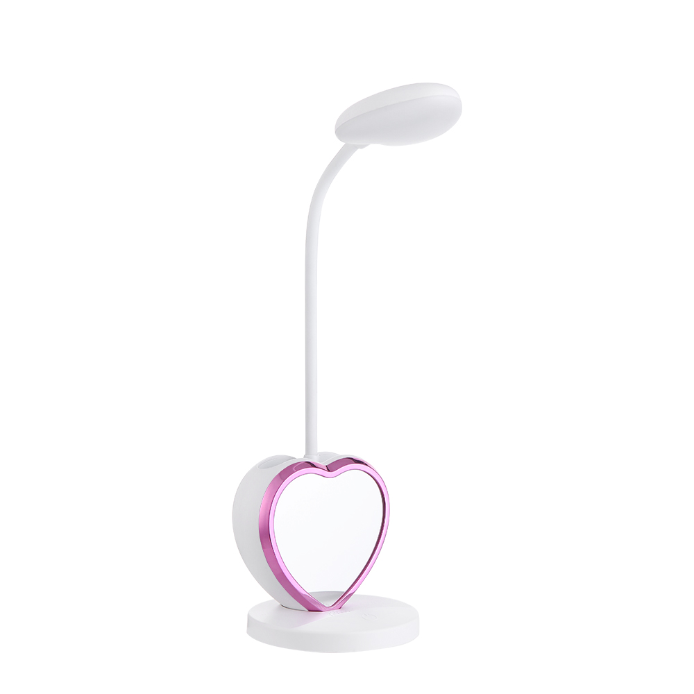 HHM98 Eye Protection Multifunction Lamps LED Lights With Pen Holder With Make UP Mirror Lamp Heart Cute Lamp Girl Indoor Lighting
