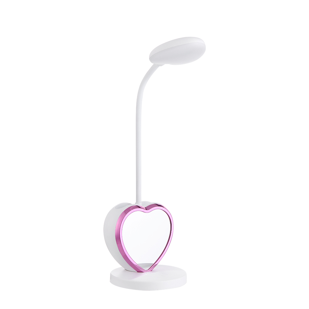 HHM98 LED Light UBS Charging Table Lamp Princess Makeup Mirror With Light For Valentine's Day Gift LED Desk Lamp Eye Protection Heart