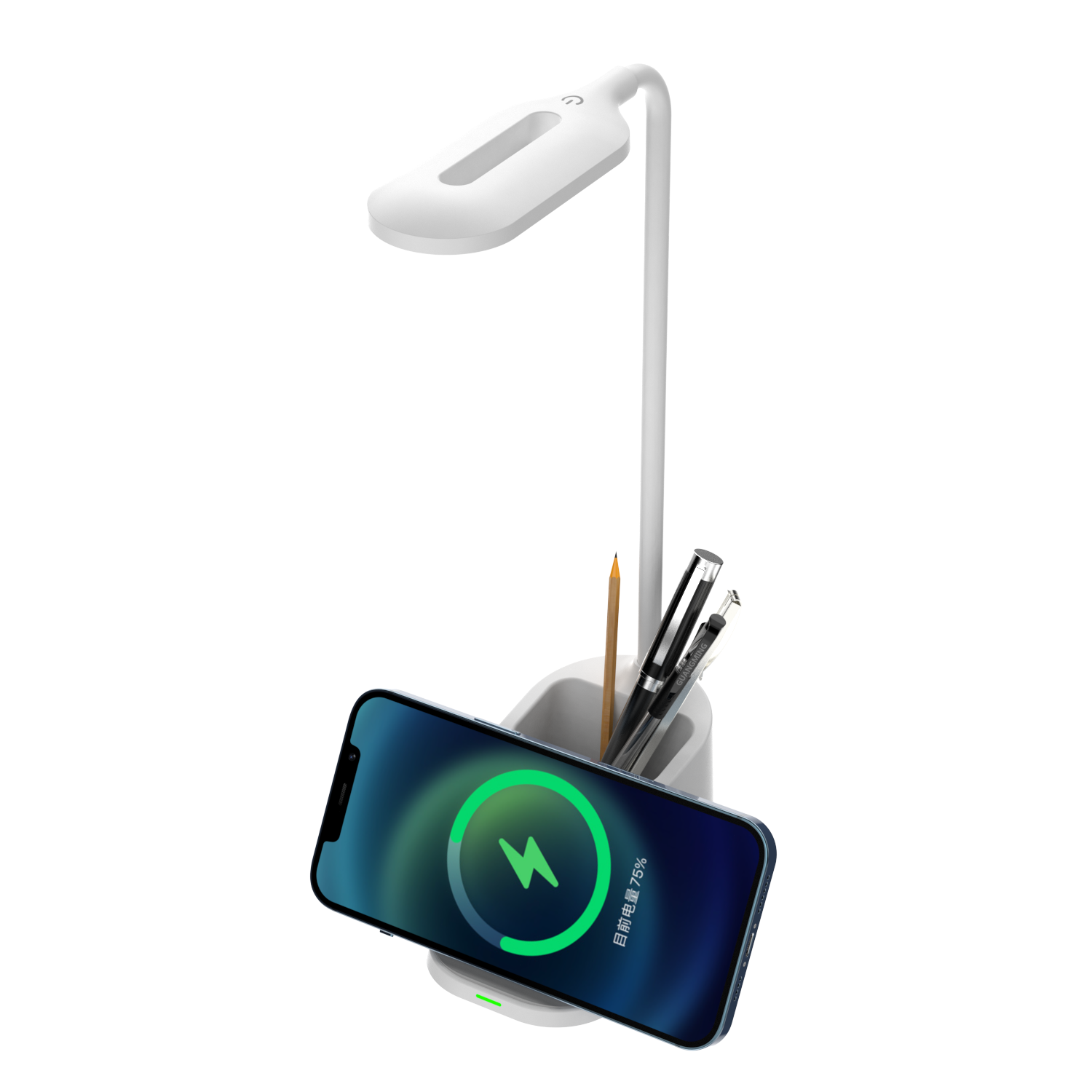High Quality Rechargeable Multifunction LED Table Lamp With Pen Holder And Mobile Phone Holder Lamp With Wireless Charging