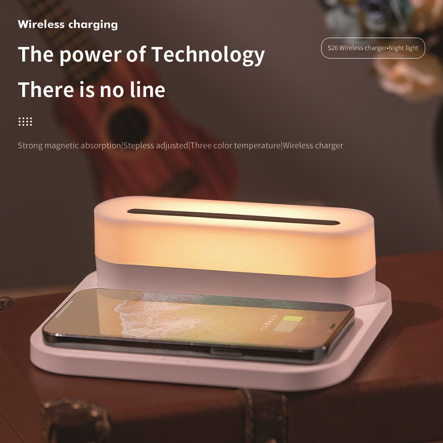 HHS26L Fast Wireless Charging For Iphone Wireless Charge Three Color New Led Table Lamps Cordless Modern Bedside Touch Night Light