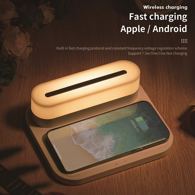 HHS26L Fast Wireless Charging For Iphone Wireless Charge Three Color New Led Table Lamps Cordless Modern Bedside Touch Night Light