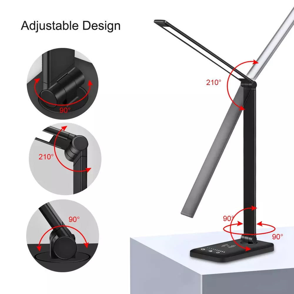 HH005E Lamp With Wireless Charging Eye Protection USB Charging Port Portable Lamps LED Lights Office Rechargeable Lights