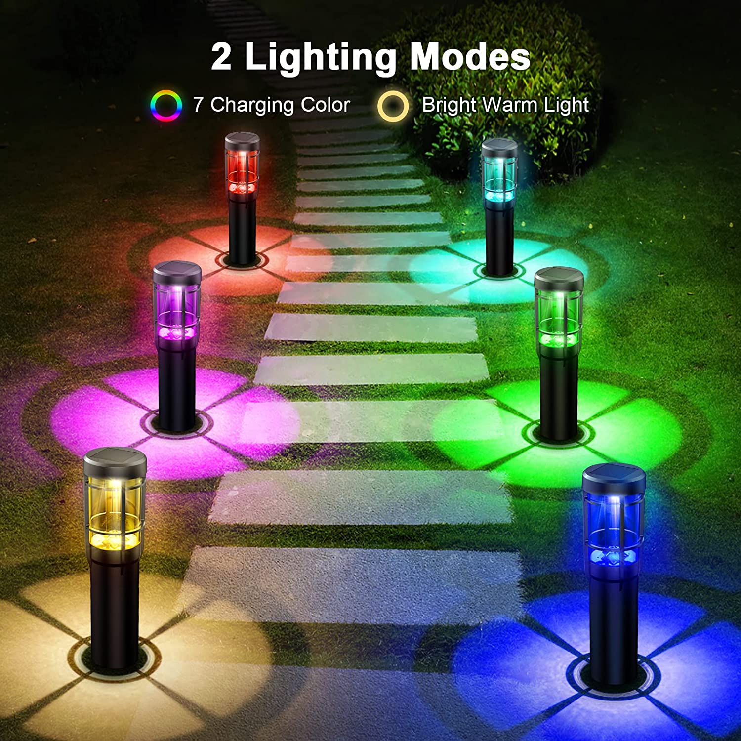 HHS231A Modern Design LED RGB Solar Garden Light Display Outdoor Rechargeable Garden Lights  Waterproof  For Park