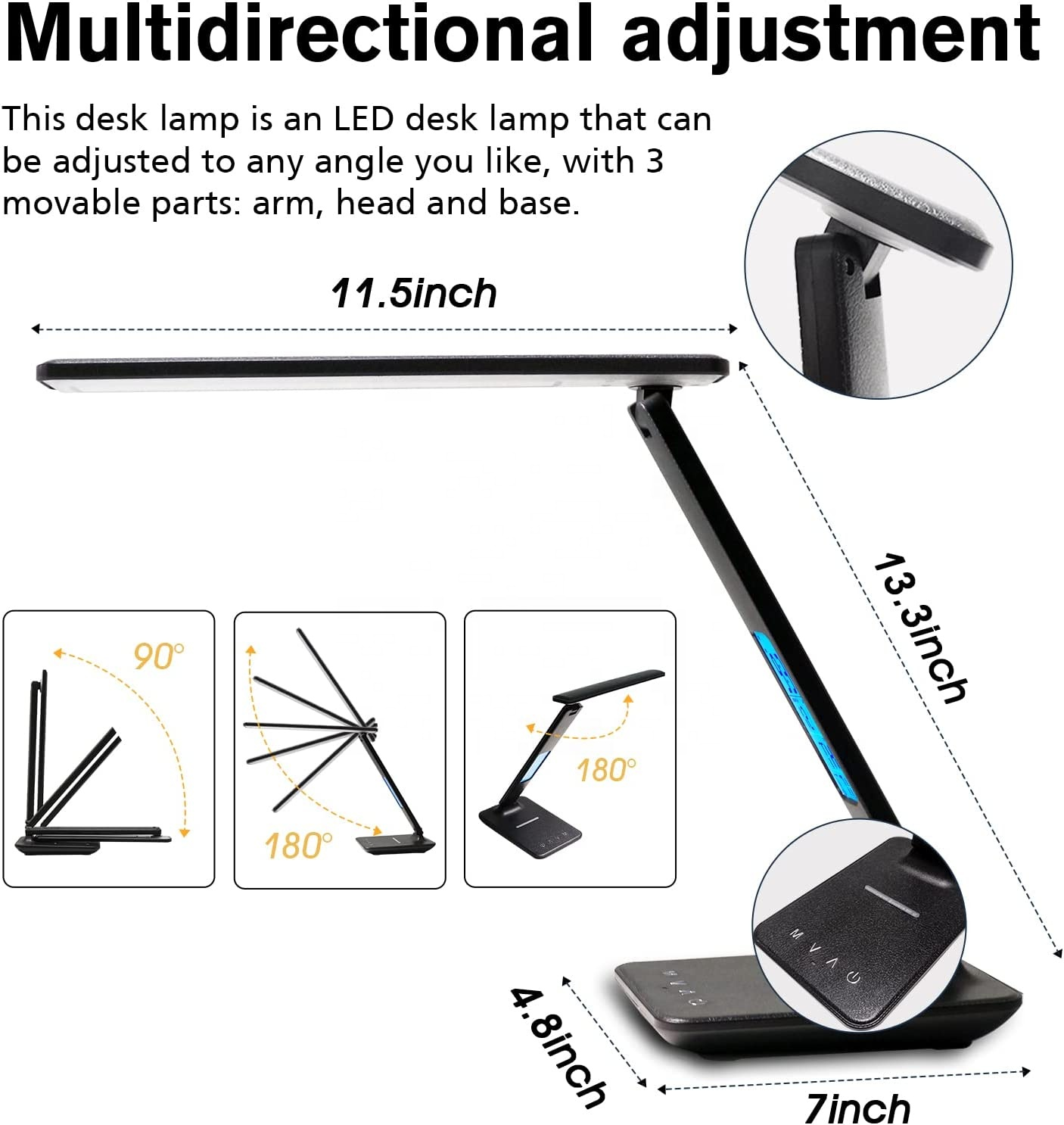 Eye Protection LED Table Lamp With USB Port LED Alarm Clock Touch Clock USB Portable Office Table Reading Table Lamps