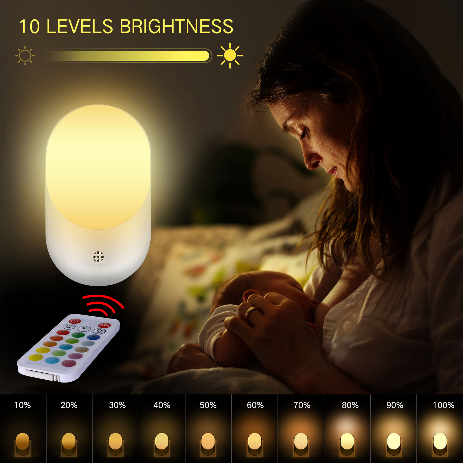 HHL1802 16 Color RGB Night Light Other Home Decor Bedside For Kids EU US UK Plug Smart Remote Control 10 Levels Brightness