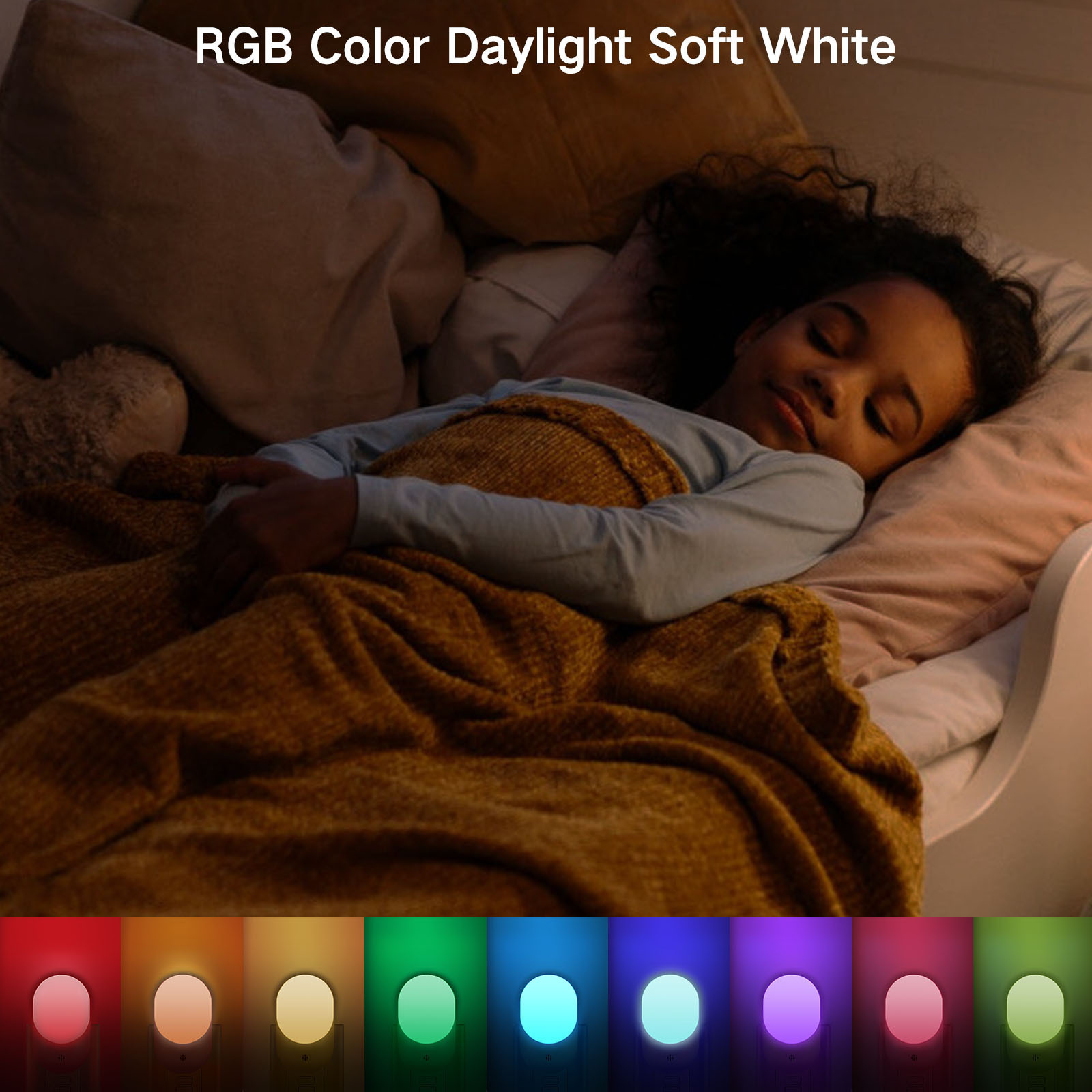 Night Light  Other Home Decor Bedside  EU US UK Plug Smart Remote Control 10 Levels Brightness 16 Color RGB For Kids Room