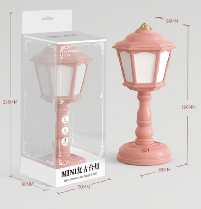 LED Retro Night Light Lamp  Princess Valentines Day Gift For Girl Bedside Reading Room Cute Morandi Colors Retro Palace Style