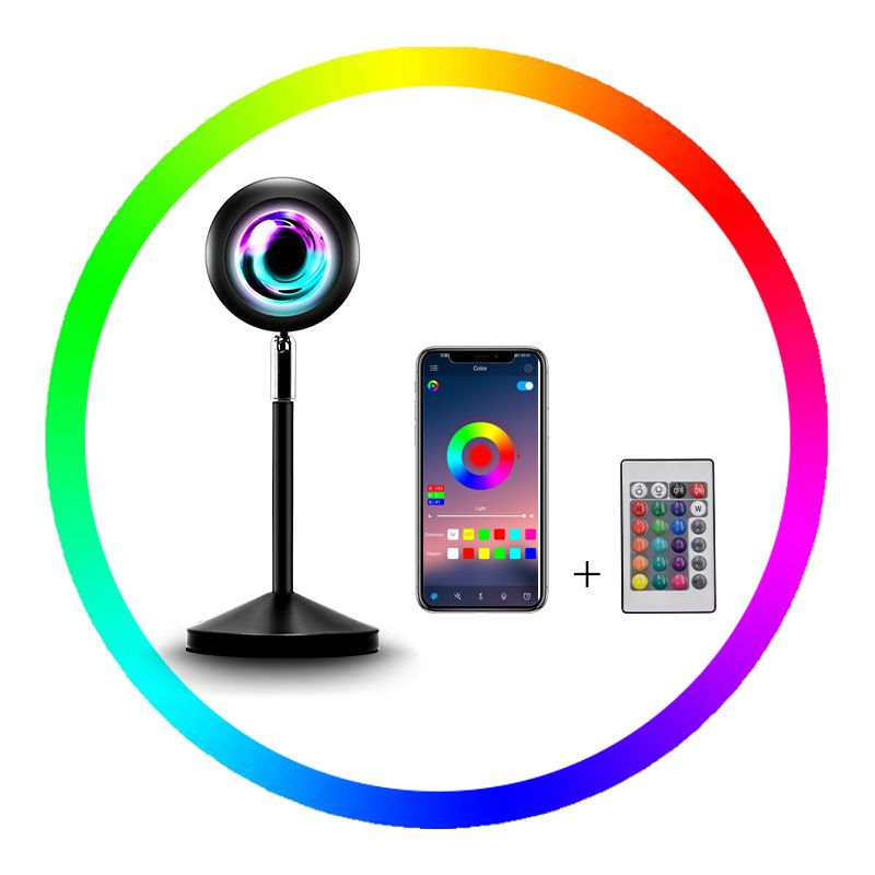 HH03APP LED APP Sunset Light Sunset Lamp Projector Smart Light Switch RGB 16 Color Bluetooth Smart Timing For Holiday Girl Photograph