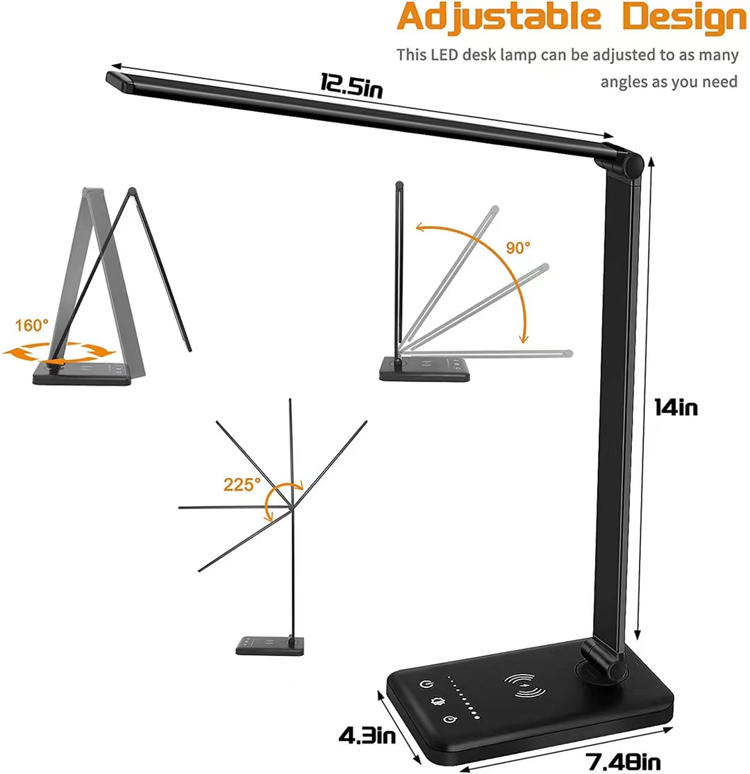 HH005E Lamp With Wireless Charging Eye Protection USB Charging Port Portable Lamps LED Lights Office Rechargeable Lights