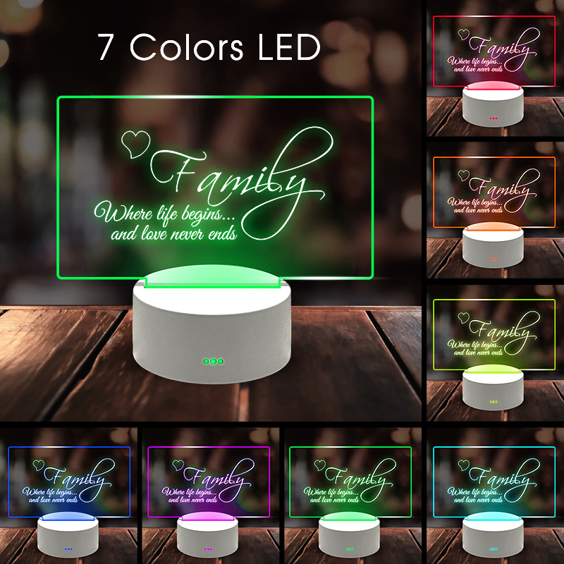 HH301 3D Lamp Acrylic USB LED Night Creative Visualization Lamp 7 Colors Erasable Markers Rewritable Night Light With Message Board