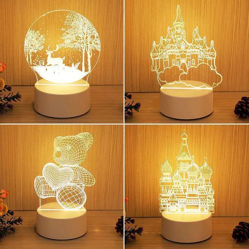 USB LED Night Creative Visualization Lamp 3D Acrylic Lamp Erasable Markers Rewritable Night Light