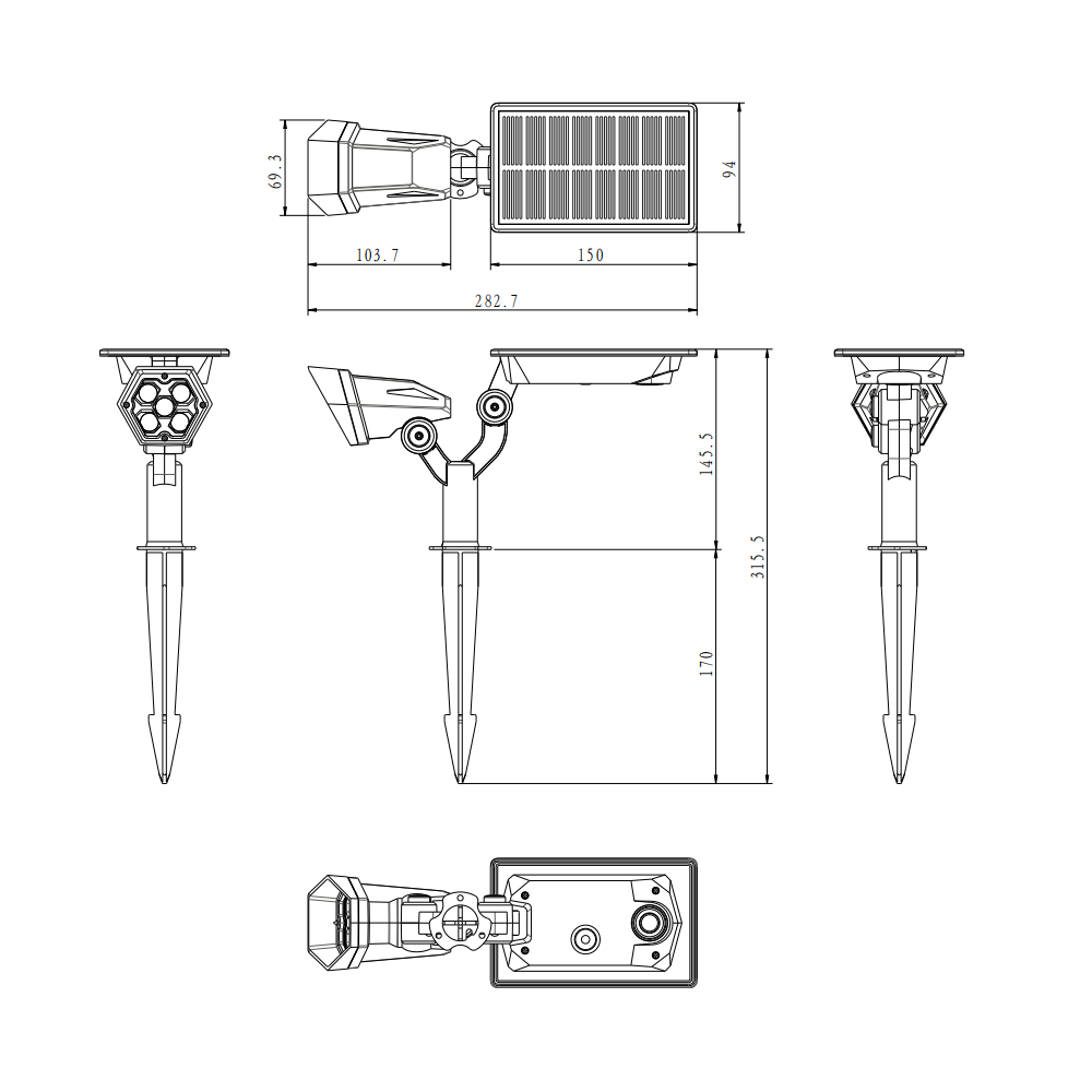 HH203 IP65 Garden Lights Solar Powered Solar Garden Lights Outdoor Waterproof LED Solar Garden Lights Outdoor 2600MAH