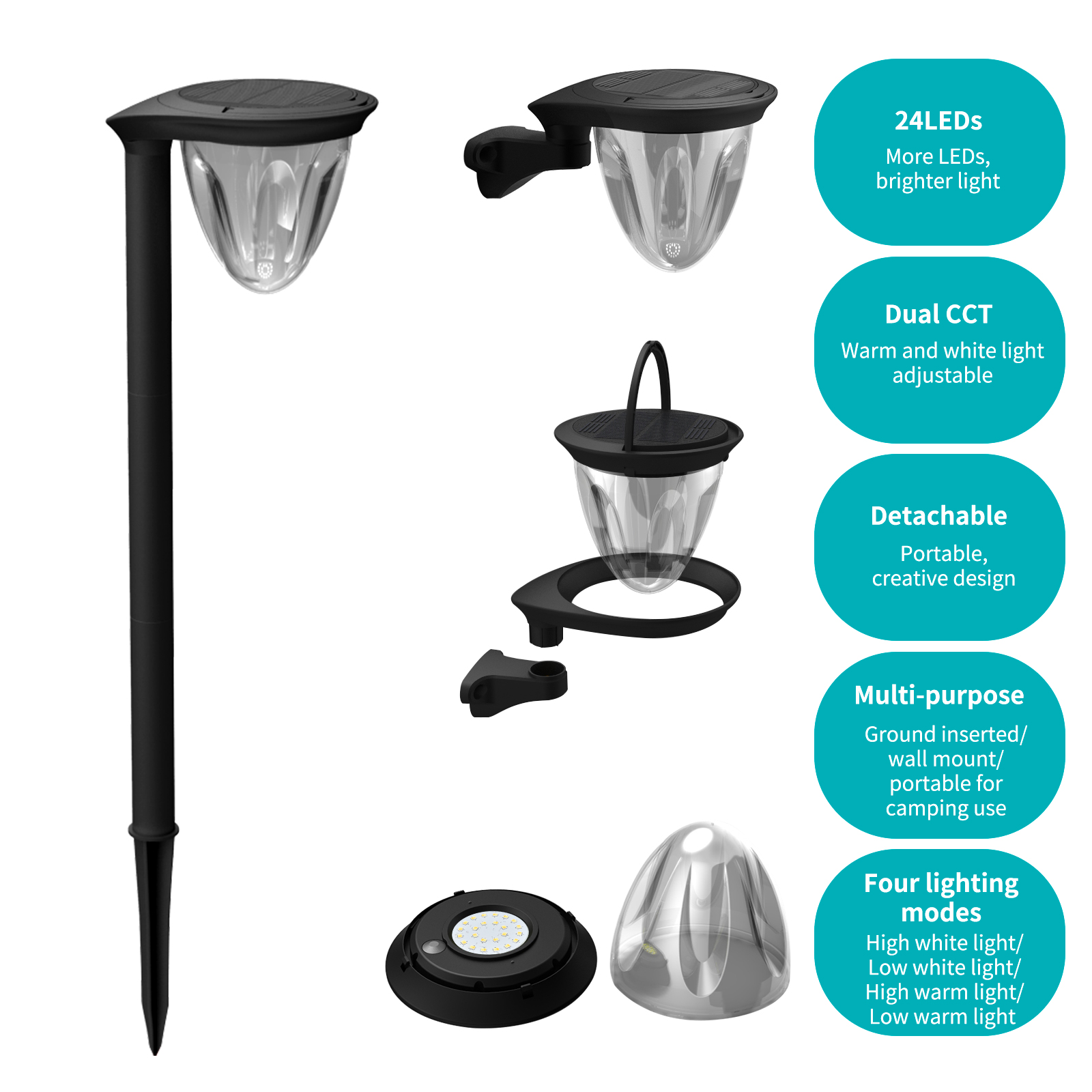 HH201 Plug-In Waterproof Outdoor LED Solar Energy Garden Light Solar LED Outdoor Portable Lights Camping Light Portable USE
