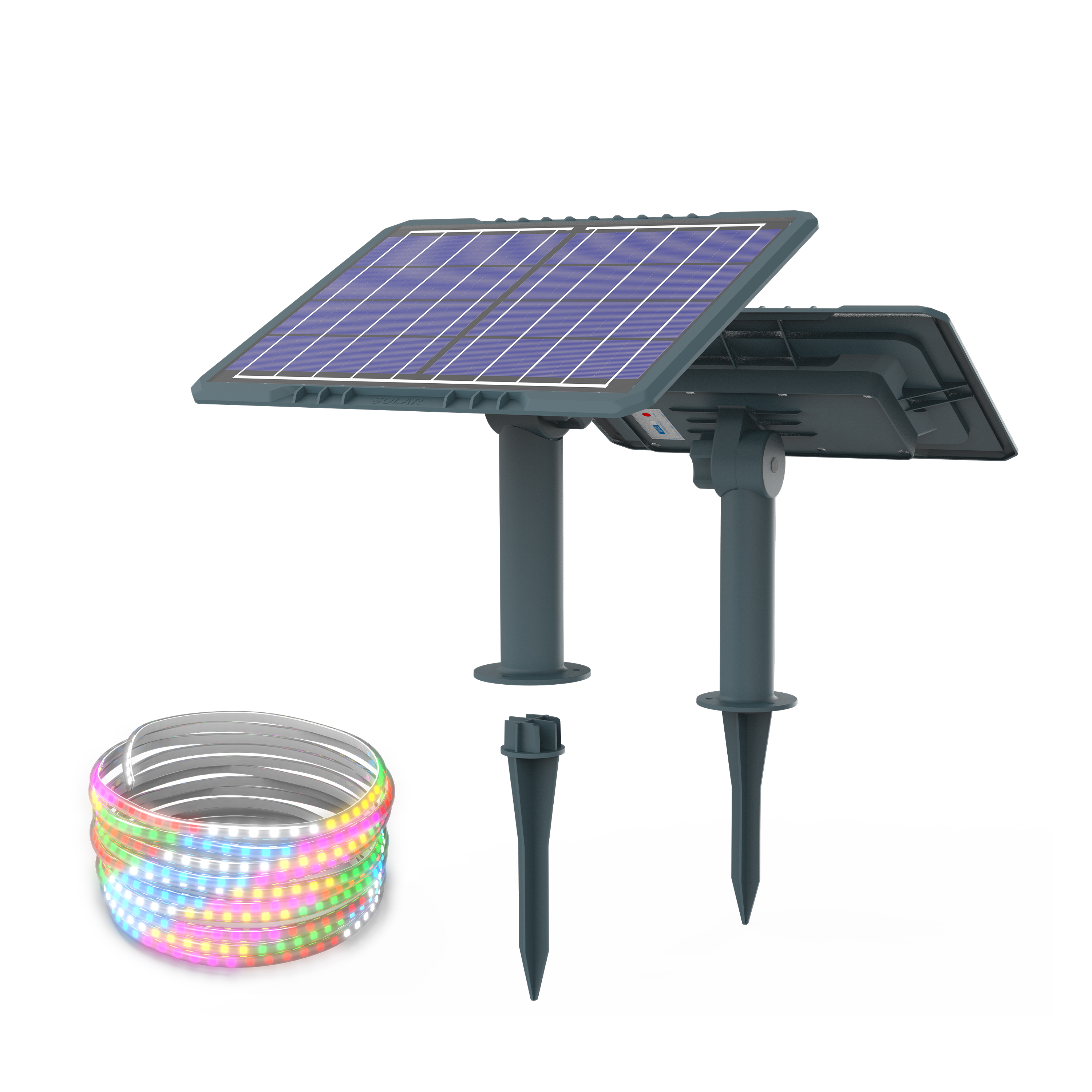 HHSM50C IP65 Solar Strip Light Solar Garden Lights Outdoor Waterproof LED Decor Pool Stairs Roof Patio Walkway Remote Control Switches