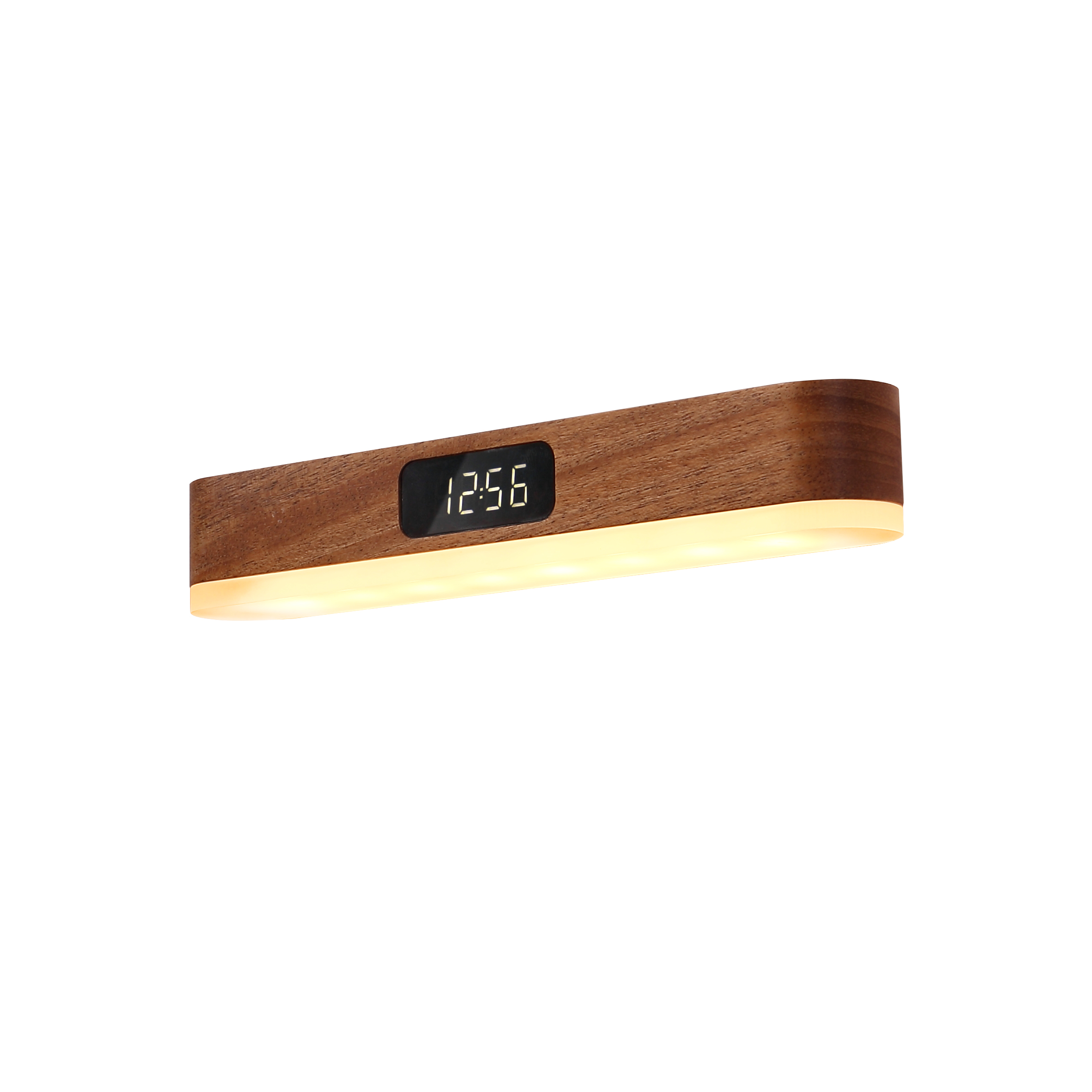 NO-HB039 / NO-HB040 Simple Wood Electromagnetic Adsorption Rechargeable Remote Control Clock Led Wall Lamp For Bedroom Headboard