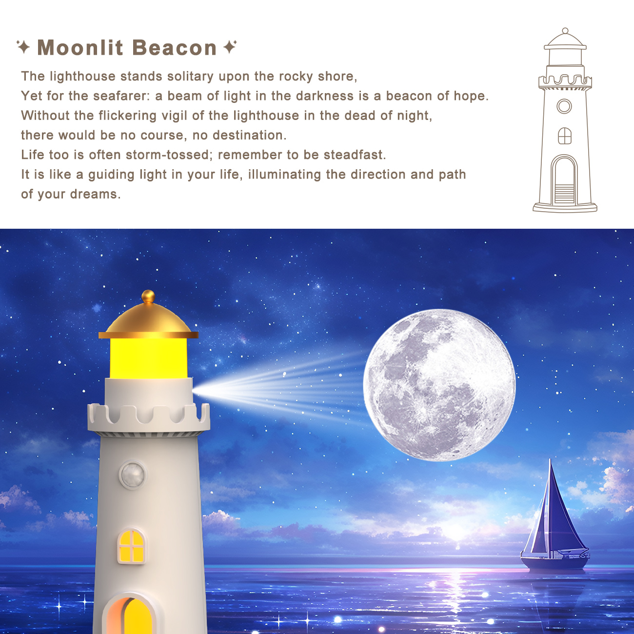 HHN75E Moonlight Light house with sensor