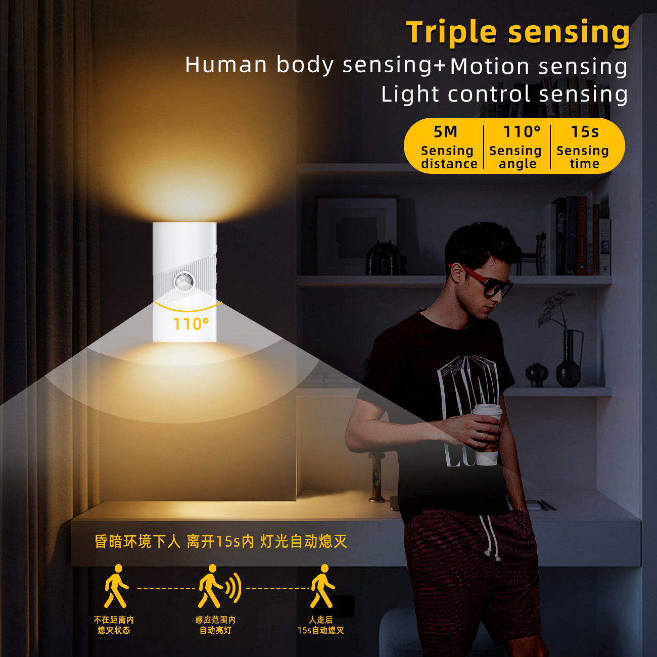 HHN9B Smart Wall Night Light 3CCT with sensor