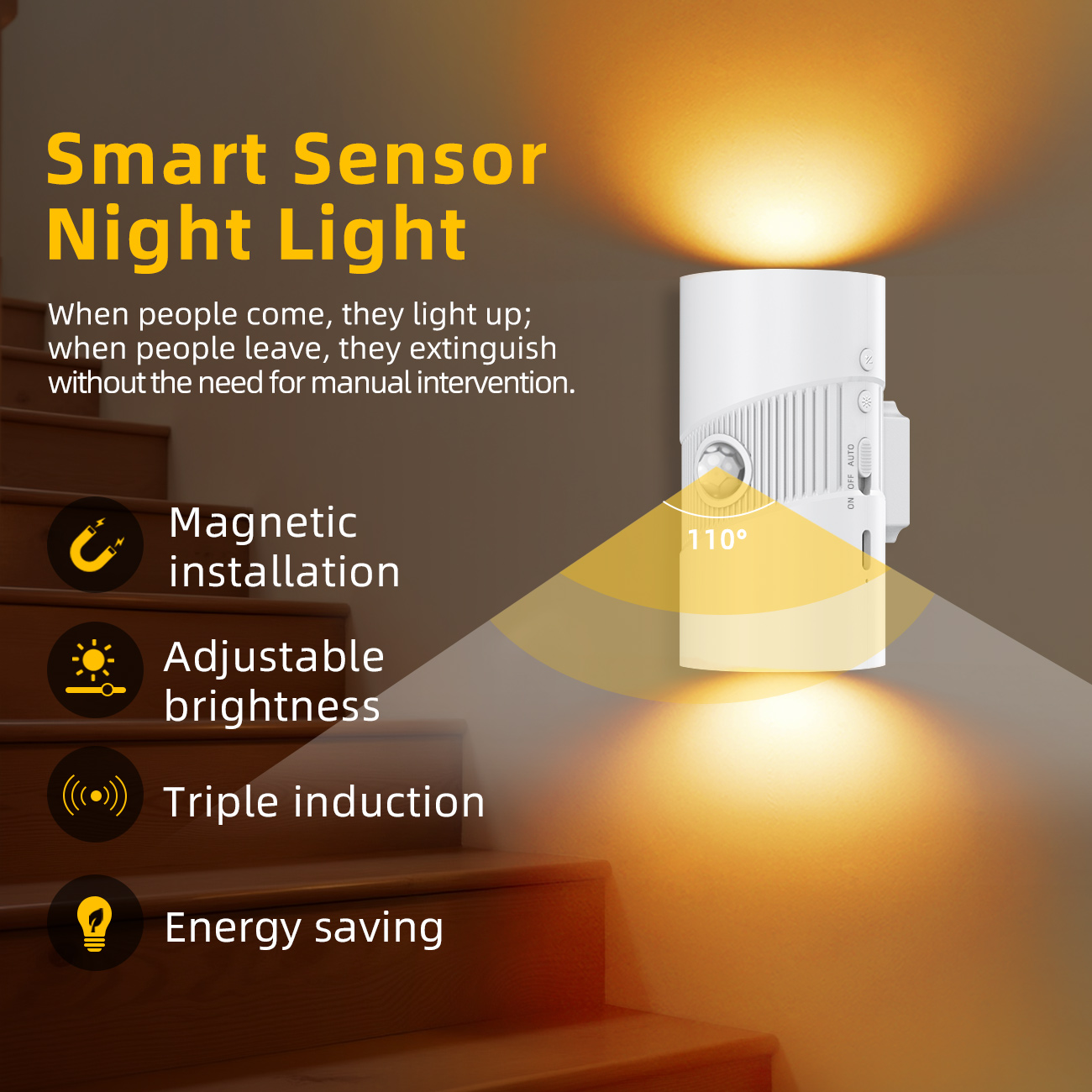HHN9B Smart Wall Night Light 3CCT with sensor