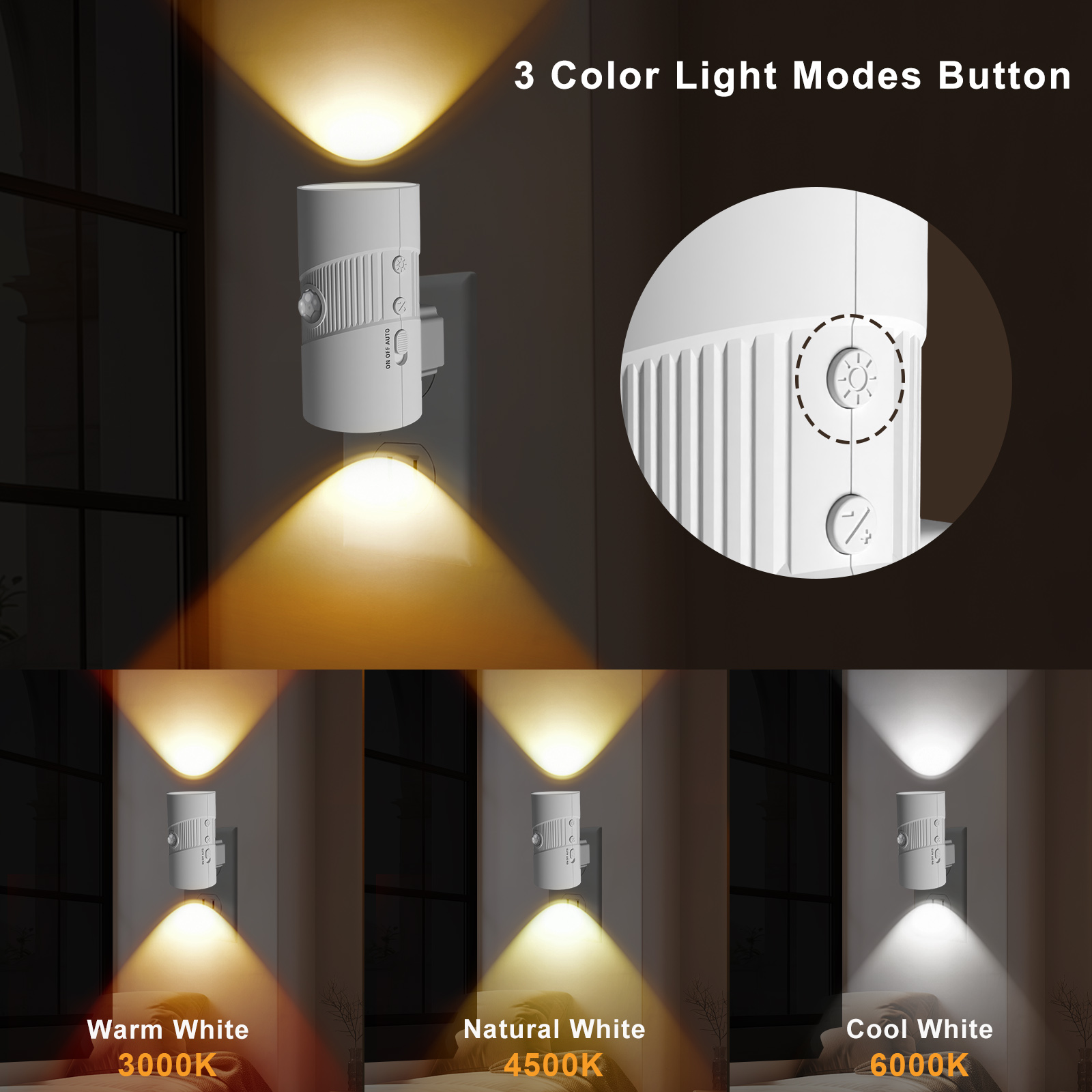 HHN90C Smart Wall Night Light 3CCT with sensor