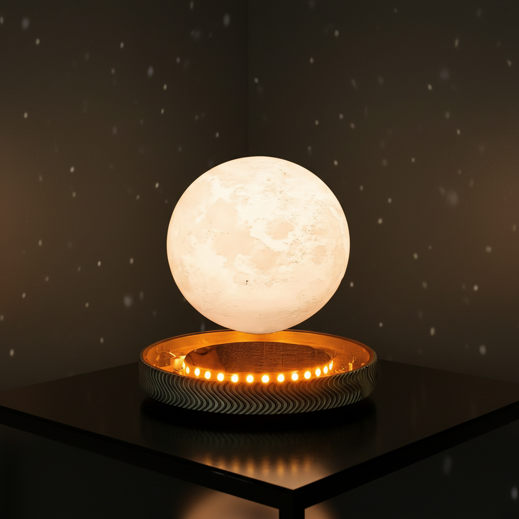 HHS007 Magnetic Levitating 3D Moon Lamp