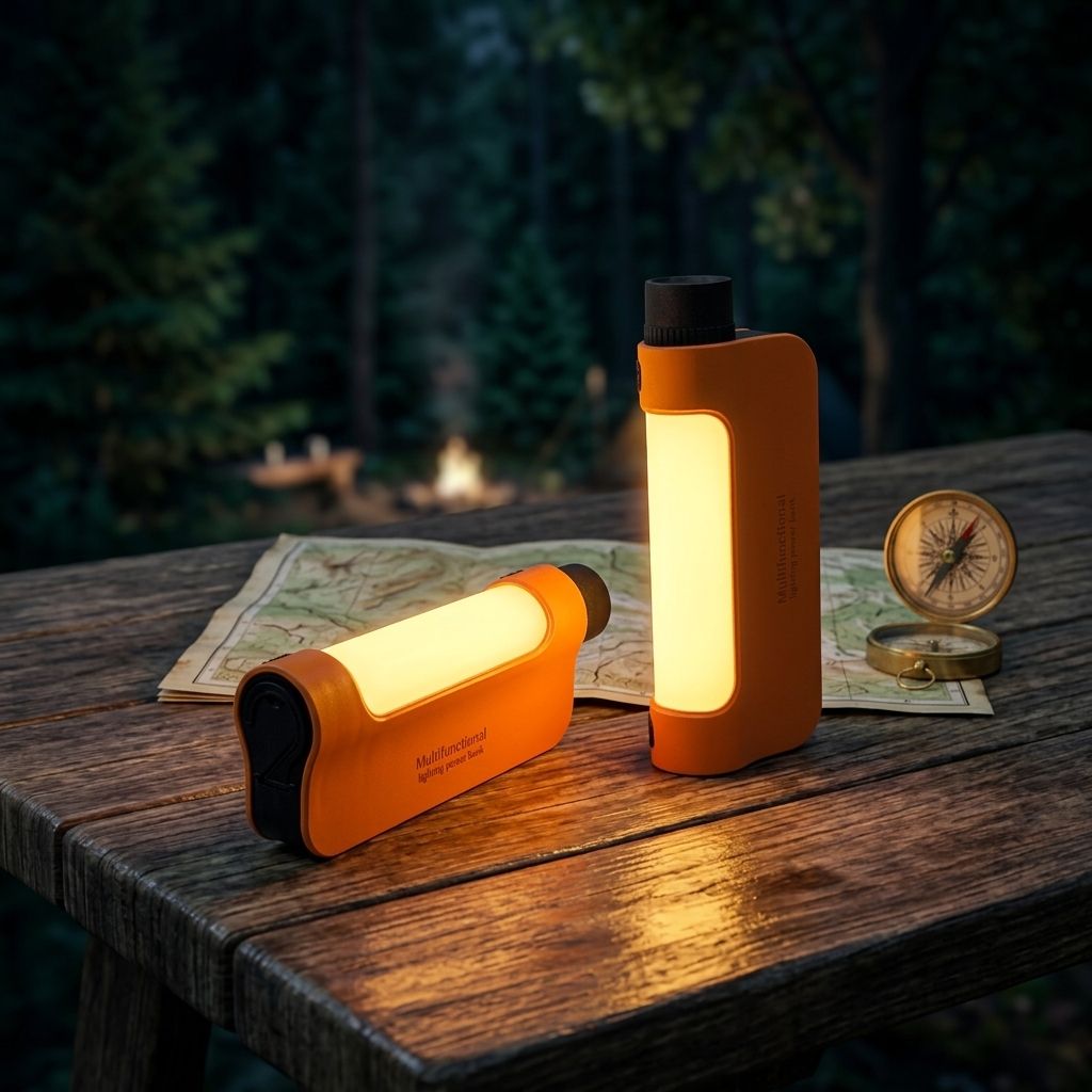 New Design Multi-Function Outdoor Camping Lamp Emergency Flashlight Power Bank IP65 Certified CE ABS Lithium Battery LED