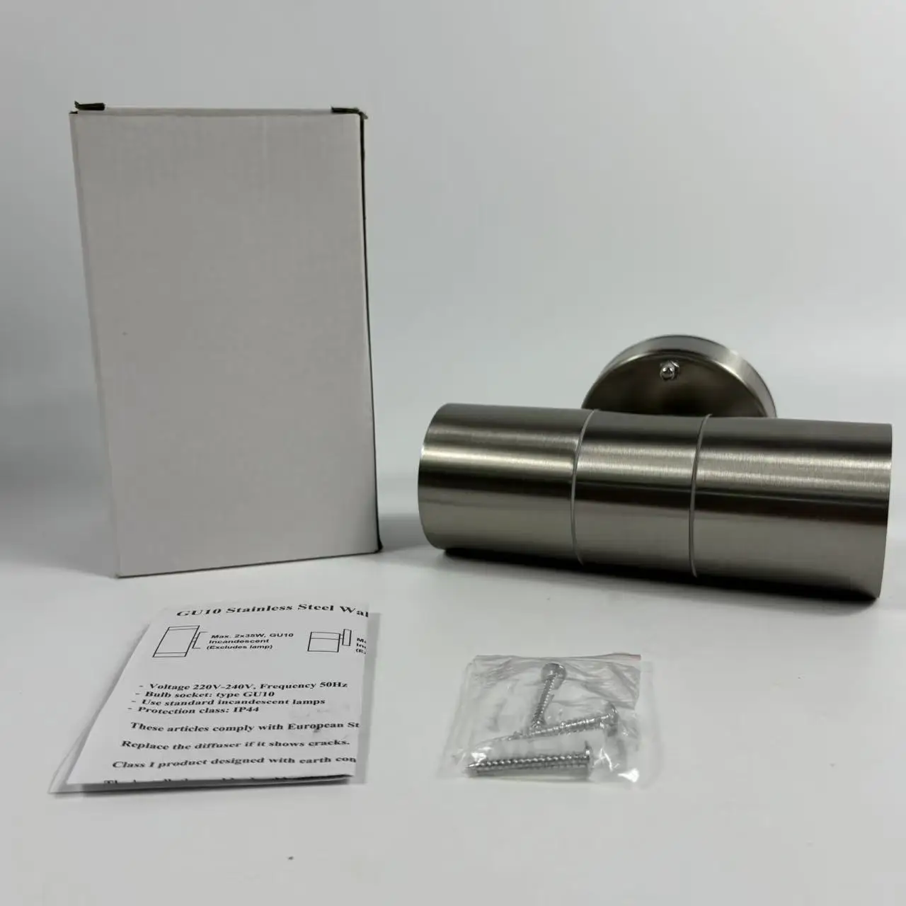 HIGH LIGHT Modern Stainless Steel Glass Outdoor Wall Light GU10 IP44 Waterproof Warm White Garden Lamp 1-Year 30000 Hours