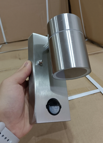 Modern LED Wall Light Outdoor Waterproof IP44 Stainless Steel Cylinder Sconce Lighting Motion Sensor Exterior Garden Patio